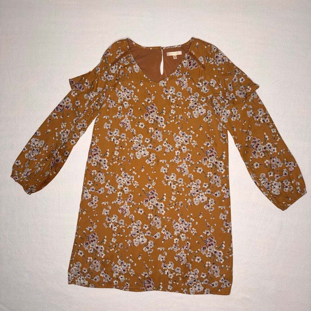 Mustard Floral Modest Shift X Small Dress